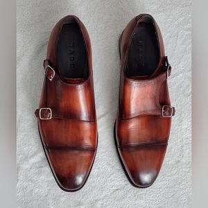 MADE Double Monk Straps in Wine Shadow Leather Men's Shoes Size 10